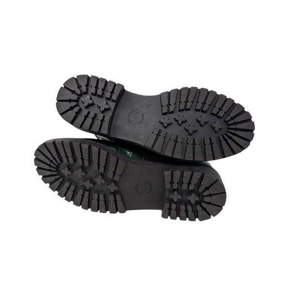 NWOT MICHAEL KORS Stark Crocodile Embossed Leather Combat Boot green - Picture 7 of 8